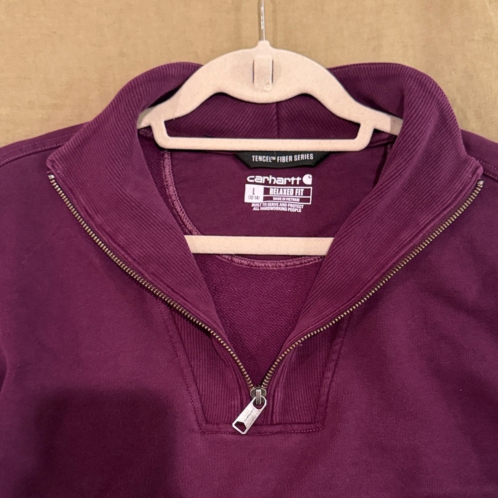 Carhartt Women’s Dark Plum Half-Zip Sweatshirt - Picture 5 of 11